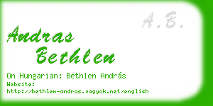 andras bethlen business card